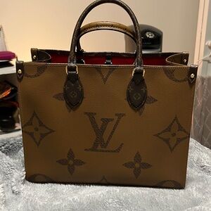Louis Vuitton Tan and Brown Monogram Tote - On the Go MM size